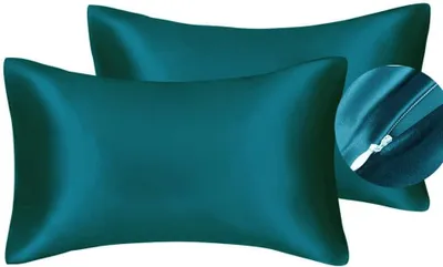 Imagen del producto de Funda de cojín de satén, 50x75 cm, juego de 2, ideal para la piel y el cabello
