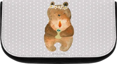 Produktbild von Mr. & Mrs. Panda Organizer Tasche Bär Kommunion - Grau Pastell - Geschenk, Katholisch, Taufkerze, Teddy, Gottes Segen, kulturtäschchen, kosmetiktäschchen, Kulturbeutel