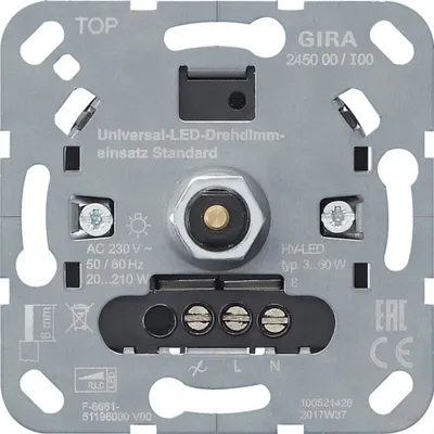 The back of a GIRA universal LED dimmer switch.