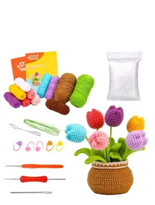 Produktbild von Anfänger Häkelset Blumen Set mit Anleitungen perfekt Zubehör Nadel Wolle 26Teile