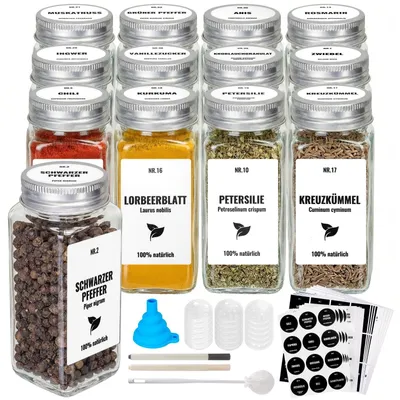 Produktbild von Omgoods – Set mit 12 Kräuterdosen mit Deckeln und Etiketten