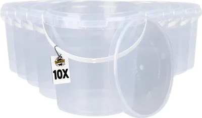 Produktbild von Kunststoffeimer mit Deckel | PP | rund 1 Liter | Transparent 10 Stück