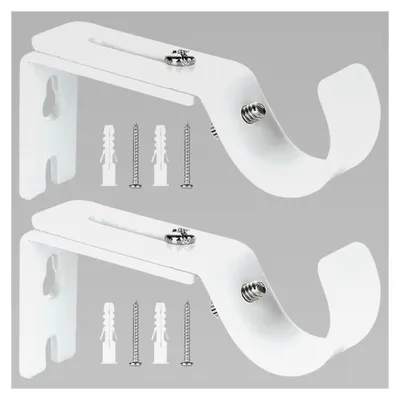 Produktbild von Gardinenstangenhalterung Weiß 2 Stück - Wandhalterung für Gardinenstangen, Verstellbar (6-9 cm Abstand zur Wand) - Für Ø 20-25 mm Stangen