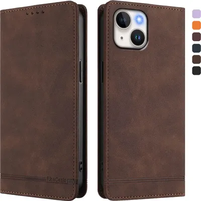 Obrázek produktu pro Pouzdro pro iPhone 13 Mini, retroPolyuretankožené flip pouzdro s stojánkem a přihrádkami na karty Hnědý