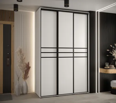 Produktbild von Kleiderschrank ASIRI 10 - 160/45 cm, weiß/schwarz