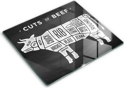 Produktbild von Abdeckung Glas - Küchenabdeckung - 60x52 cm - Abdeckplatte -Kuhfleisch, Rindfleisch