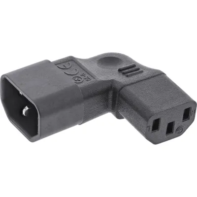 Produktbild von InLine Netzadapter IEC 60320 C14 / C13, L/R gewinkelt, 3pol. Kaltgeräte, Schwarz, 50 mm, 57 mm, 21 mm, 38 g, 50 mm