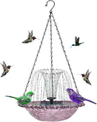 Produktbild von Vogel-Bad Solarbetriebene Vogeltränke mit Wasserfontäne | Spatzen-Vogelbad Für Garten Balkon Terrasse Hof Blauvogel Rotkehlchen
