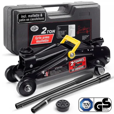 Zdjęcie produktu dla DEUBA® hydrauliczny podnośnik samochodowy 2 tony wysokość podnoszenia 135-330 mm w zestawie walizka z gumową podkładką samochodowy podnośnik manewrowy hydrauliczny rolowany i sterowany