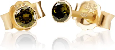 Produktbild von Paar 3,5mm 333 Gelb Gold 8 Karat Ohrstecker Zirkon Peridot Butterfly Verschluss