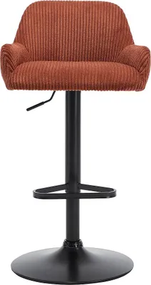 Produktbild von Barhocker 2er-Set höhenverstellbar - Cord & schwarzes Metall - Terrakotta - LILIYA