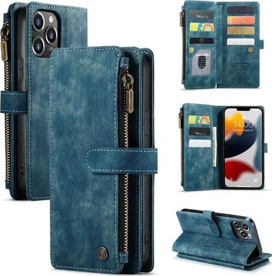 Produktbild von Caseme C30 iPhone 13 Pro Max Hülle Klapphülle Geldbörse - Blau