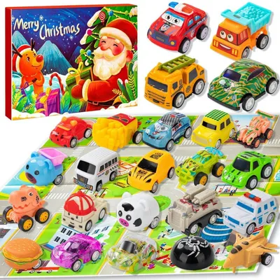 Obrázek produktu pro Adventní kalendář s autíčky pro děti, 24 dní vánočních překvapení, hračky pro chlapce i dívky