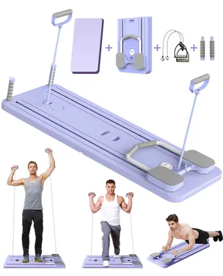 Zdjęcie produktu dla Trener brzucha wielofunkcyjny, składany, platforma do pilatesu – z rollerem do ćwiczeń brzucha i podparciem pod łokcie – waga 4 kg – do użytku domowego i w siłowni