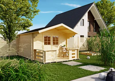 Produktbild von Gartenhaus Vanna II 3,00x3,00 m - inklusive Terrasse und langlebigem EPDM-Dach