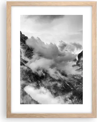 Produktbild von Gerahmtes Poster - Rahmen in heller Eiche - Berge Nebel Gipfel - 30x40 cm - Wand Bild - Wanddeko - Wandbilder - Wandposter - Bilderrahmen - Bilder - Kunstdruck - Wandbild - P2NPA30x40-3664