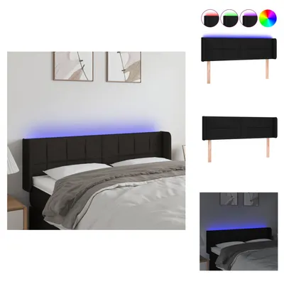 Produktbild von vidaXL LED Kopfteil Schwarz 147x16x78/88 cm Stoff -  Kopf- & Fußenden