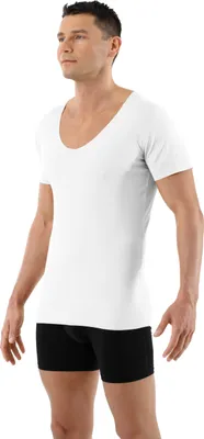 Produktbild von Herren Unterhemd Lasercut nahtlos Clean Cut Deep-V Kurzarm weiß