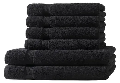 Produktbild von 6 tlg. Handtuch Set - Schwarz - 500g/m² - 2 Duschtuch 4 Handtuch - 100% Baumwolle