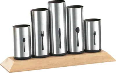 Immagine prodotto di Portaposate con 5 supporti in acciaio inox, non rimovibili, per 12 posate ciascuno.