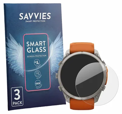 Produktbild von 3x Savvies Schutzglas Folie für Garmin Fenix 9 Pro (51 mm) 9H Panzer Schutzfolie Glas Displayschutz klar transparent