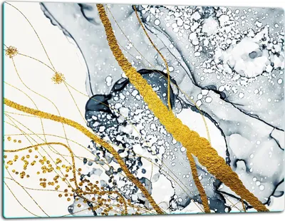 Produktbild von Glasschneidebrett Herdabdeckplatte Glaskeramikkochfeld Universal 52x40 cm Marmor Gold