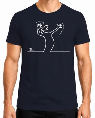 Produktbild von La Linea Strichmännchen Balum Osvaldo Cavandoli Kult Cartoon 80er Herren T-Shirt, Navy, M