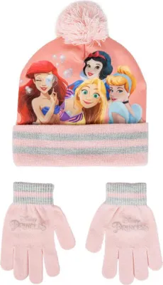 Image de Ensemble bonnet + gants rose Disney Princess pour enfants