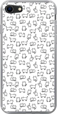 Produktbild von MuchoWow® Handyhülle Schutzhülle Hülle für Telefoonhoesje iPhone SE 2020 Mädchen - Katze - Muster - Mädchen - Kinder - Kinder Silikon Softcase Handy Hülle - Kartenbesitzer