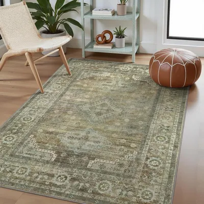 Imagen del producto de Alfombra lavable - Verde salvia - 120 x 170 cm - Base antideslizante