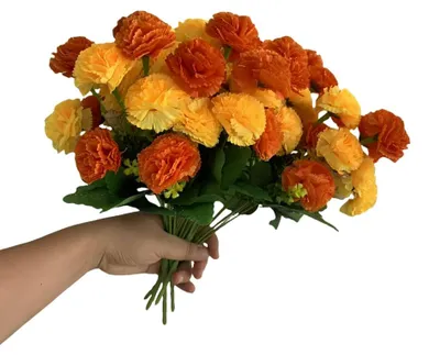 Immagine prodotto di 6 mazzi di fiori artificiali, bouquet di garofani - piante artificiali per la casa e per matrimoni