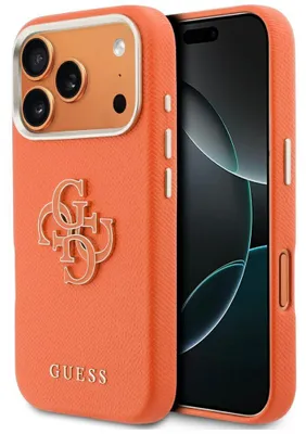 Zdjęcie produktu dla Etui na telefon iPhone 17 Pro, logo Guess FW Resin, pomarańczowe