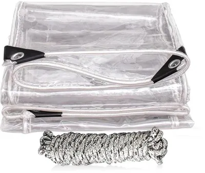 Obrázek produktu pro Průhledná® plachta Unyqoos odolná proti povětrnostním vlivům, rozměry 2 x 2 m, s oky pro uchycení, do zahrady a na balkon