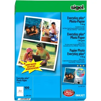 Produktbild von SIGEL IP715 Inkjet Fotopapier Everyday, hochglänzend, 170 g/m², A4, 100 Blatt