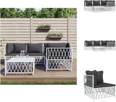 Produktbild von vidaXL 5-tlg. Garten-Lounge-Set mit Kissen Weiß Stahl -  Gartenmöbel-Sets