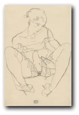 Produktbild von Kunstdruck „Sitzende Frau im Hemd“ von Egon Schiele – 60×90 cm – ungerahmt