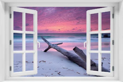 Produktbild von Wallario selbstklebendes Poster mit Fenster-Illusion - Abendhimmel bei Sonnenuntergang, Größe: 100 x 150 cm