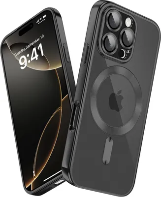 Image de Coque pour iPhone 16 Pro Coque magnétique ultra fine transparente avec Magsafe et Camera Cover Noir
