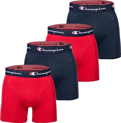 Produktbild von Champion Herren Boxershorts, 4er Pack - Baumwolle, Logobund, einfarbig Marine/Rot S