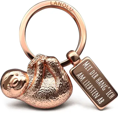 Produktbild von LANOLU Faultier Schlüsselanhänger Tiere Metall mit Gravur Glücksbringer Sloth Keychain 3D Figur Faultier Anhänger Faultier Geschenkideen