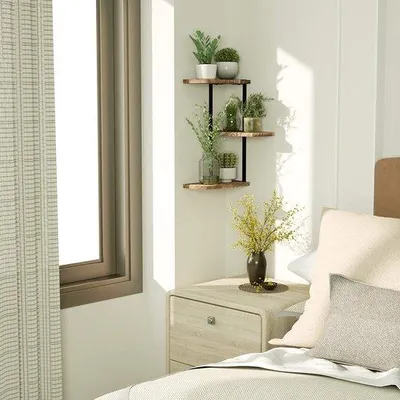 Produktbild von Eckregal, Wandregal, Bücherregal, für Schlafzimmer, Wohnzimmer, Küche, Büro
