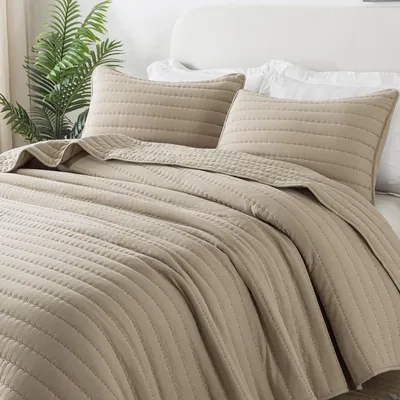 Produktbild von Tagesdecke 200 x 220 cm, Mikrofaser, beige, für Schlafzimmer