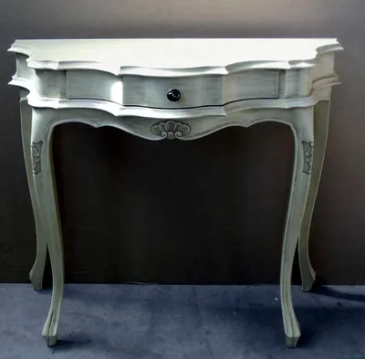 Image de Table console blanche, console en bois, table téléphonique, table d'entrée, table murale pour couloir