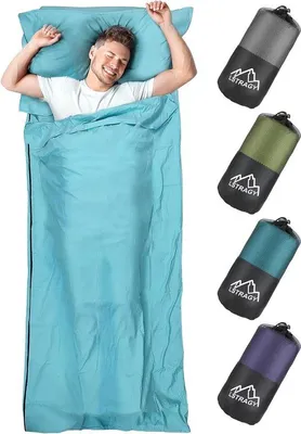 Immagine prodotto di Sacco a pelo in riso, sacco a pelo 2 in 1 in microfibra con chiusura integrale e scomparto per il cuscino, ideale per il trekking, gli ostelli e i rifugi di montagna - 95 x 220 cm
