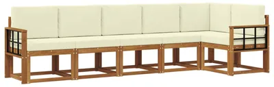 Immagine prodotto di vidaXL Set divani da esterno con cuscini 6 pezzi Naturale e Crema