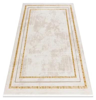 Image de Tapis moderne DUKE 51523 crème / or - Cadre, structuré, très doux, franges beige 120x170 cm
