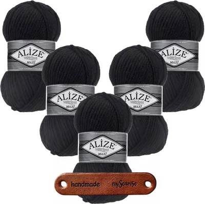 Produktbild von 5 x ALIZE Superlana Maxi 60 Black mit Label