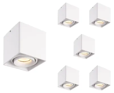 Image de HOFTRONIC - Spot plafond LED carré 4W 345lm 2700K Dimmable Inclinable GU10 Blanc