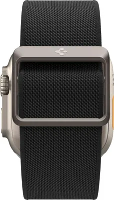 A close-up view of a smartwatch band attached to a watch case.