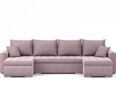 Zdjęcie produktu dla Narożnik Luis, narożnik U-kształt, sofa, kanapa, z funkcją spania, pojemnik na pościel, dekoracyjne pikowanie, meble tapicerowane, Riviera 62, różowy